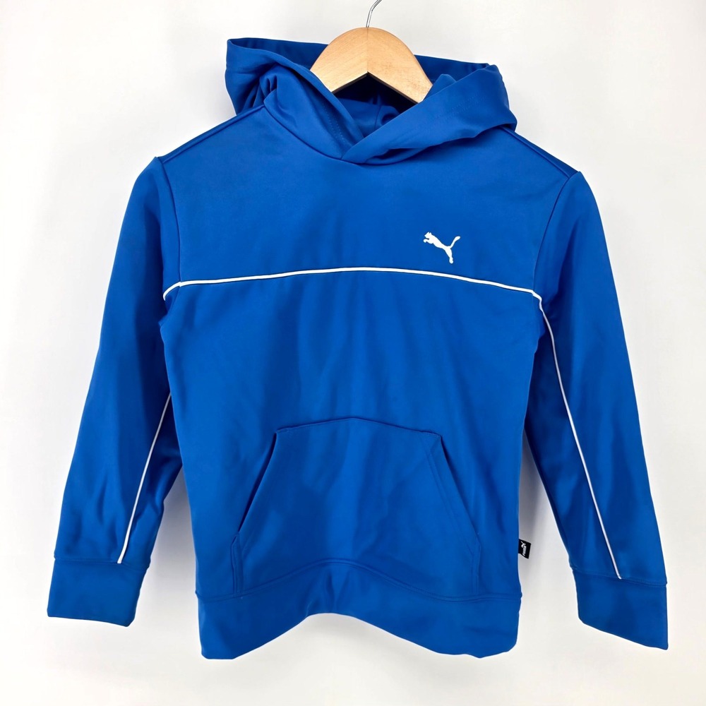 Puma Hoodie Boys S 7/8 Blue Fleece Lined Pullover‎ Sweatshirt 1915364